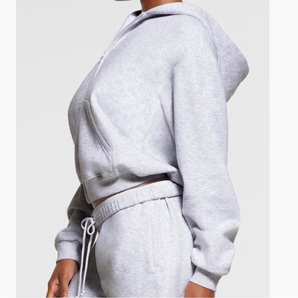 SKIMS Cotton Fleece Classic Zip Up Hoodie | Light Heather Grey | Size M - Picture 3 of 7